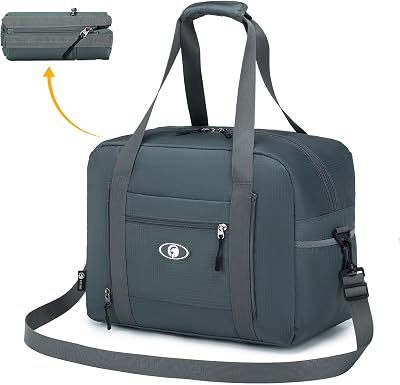 Reisetasche Handgepäck Wizzair 40x30x20, 25L Faltbare Weekender Sporttasche Taschen Koffer Tasche Wasserdicht Nylon Umhängetasche Hospital Bag Kabine Handtaschen,Grau