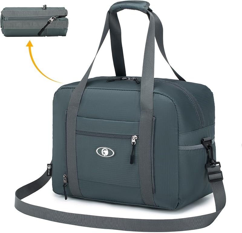 Reisetasche Handgepäck Wizzair 40x30x20, 25L Faltbare Weekender Sporttasche Taschen Koffer Tasche Wasserdicht Nylon Umhängetasche Hospital Bag Kabine Handtaschen,Grau