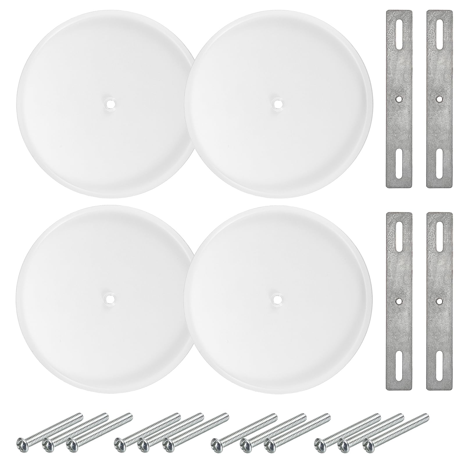 TOLIDA 4pcs 5-inch Ceiling Blank-Up Cover with Center Screw - Flat Round Wall Hole Cover Plate fits 3.25 to 4 Electric Box, Metal Circle Wallplate to Cover Openings Above Ceilings or Walls, White