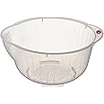 Inomata Japanese Rice Washing Bowl with Side and Bottom Drainers, Clear