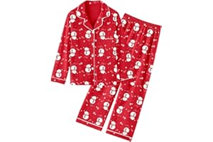QZH.DUAO Girl & Women's 100% Cotton Pajamas Set Long Sleeve Button Down Sleepwear Nightwear Soft Pjs Sets, 5 Years - L