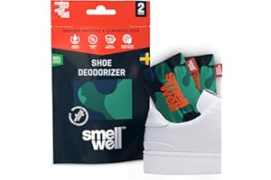 SmellWell - Scented Shoe Deodorizer Inserts - Odor Eliminators - Activated Bamboo Charcoal + Minerals - Natural Freshenes for shoes, bags, gloves - 2 x 1.8oz Original Size Camo Green