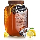 Mustry Glass Drink Dispenser for Parties, 1 Gallon Beverage Dispenser with Spigot Solid Stainless Steel, Used as Lemonade Dispenser Sun Tea Jar Kombucha Jar