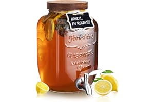 Mustry Glass Drink Dispenser for Parties, 1 Gallon Beverage Dispenser with Spigot Solid Stainless Steel, Used as Lemonade Dis