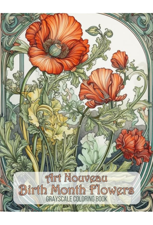 Magical Women in Art Nouveau Grayscale Coloring Book: Adult