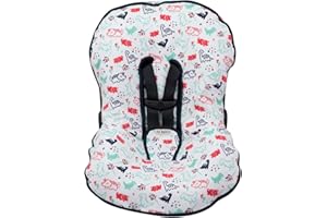JYOKO Kids Universal Padded Cover Liner for Baby car seat Gr 0/100% Cotton Made (Compatible with Maxi COSI, Chicco, Mico, Evenflo, Mesa, Britax and More) (Dino Party)