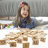 NUDFSY 100pc Wood Letter Tiles Scrabble Crafts DIY Alphabet Coasters Crossword view 7
