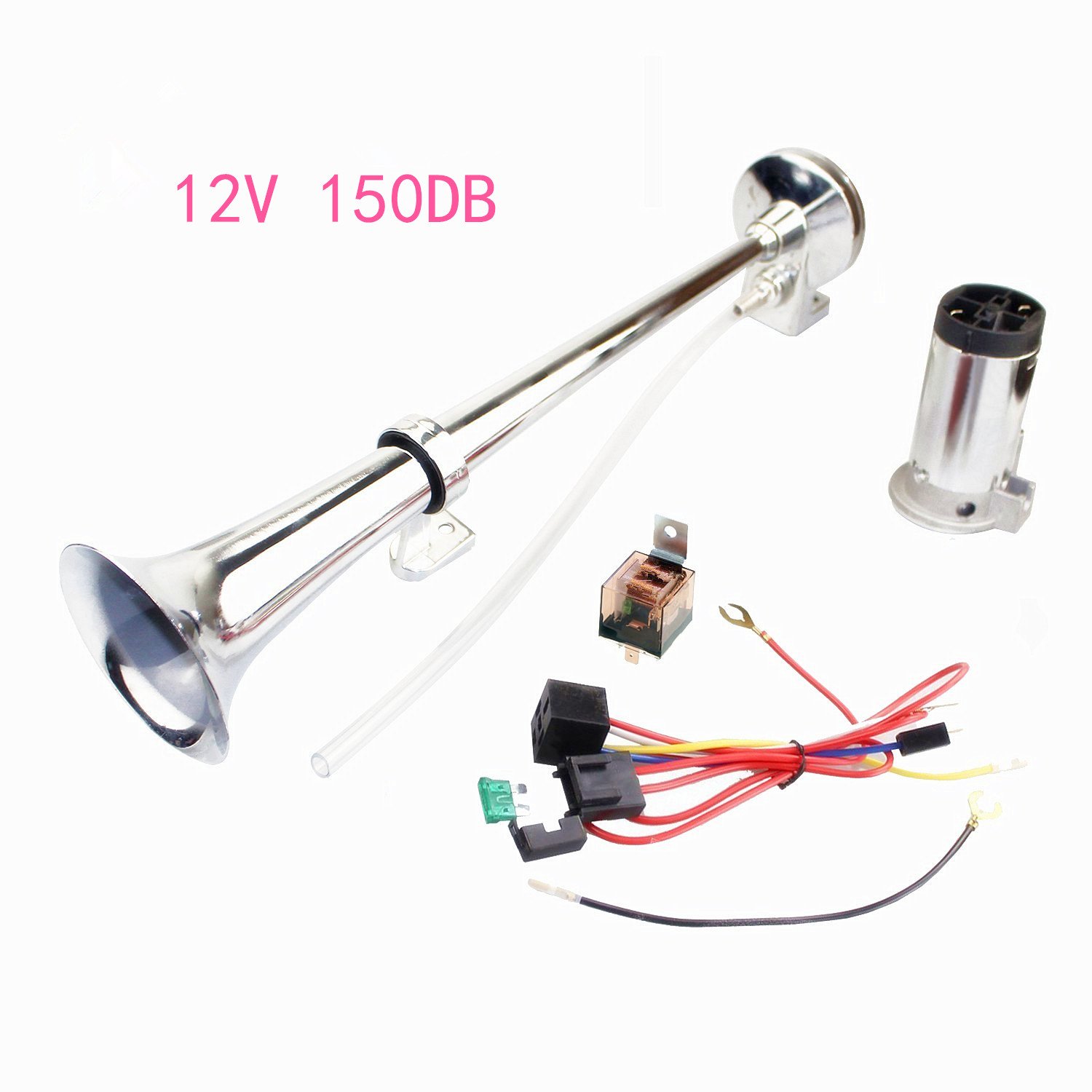 YIYDA Air Horn 12V 150db, Car horn, car speaker，45 cm, Chrome Zinc