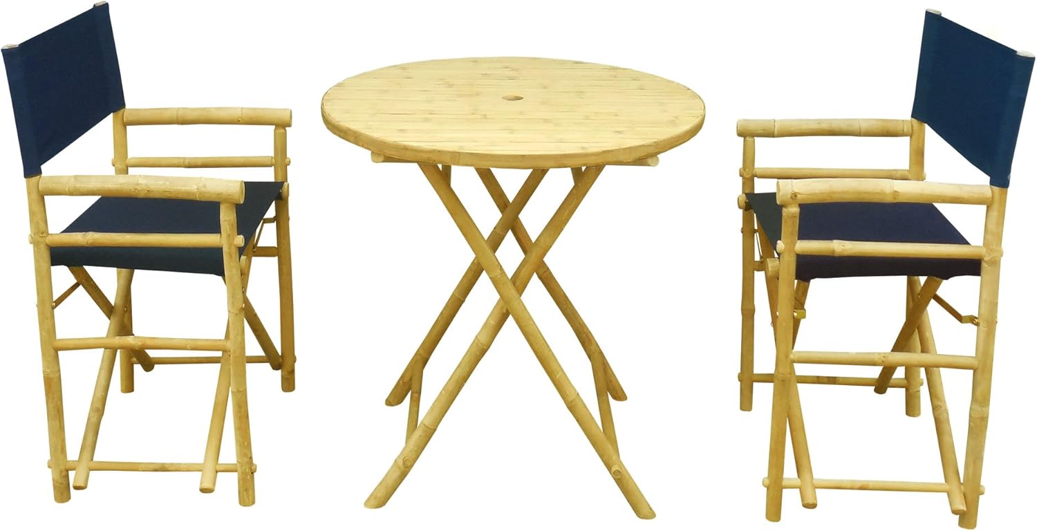 Zew Bamboo 3Piece Bistro Dining Set with Round Folding