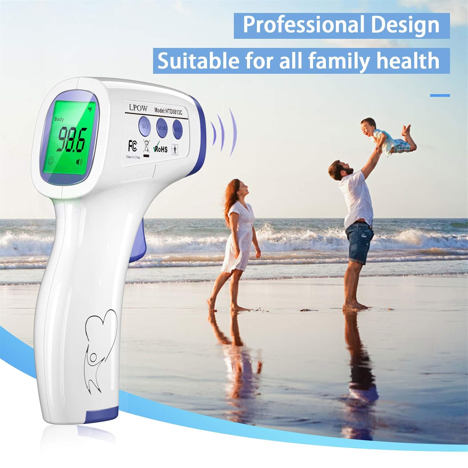 LPOW Forehead Thermometer for Adults, The Non Contact Infrared Baby Thermometer for Fever, Body Thermometer and Surface Thermometer 2 in 1 Dual Mode Medical Thermometer: Industrial & Scientific