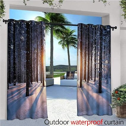 Amazon Com Warmfamily Winter Balcony Curtains Sunset At