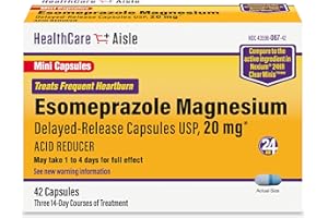 HealthCareAisle Esomeprazole Magnesium 20 mg - 42 Delayed-Release Mini Capsules - Acid Reducer, Treats Frequent Heartburn