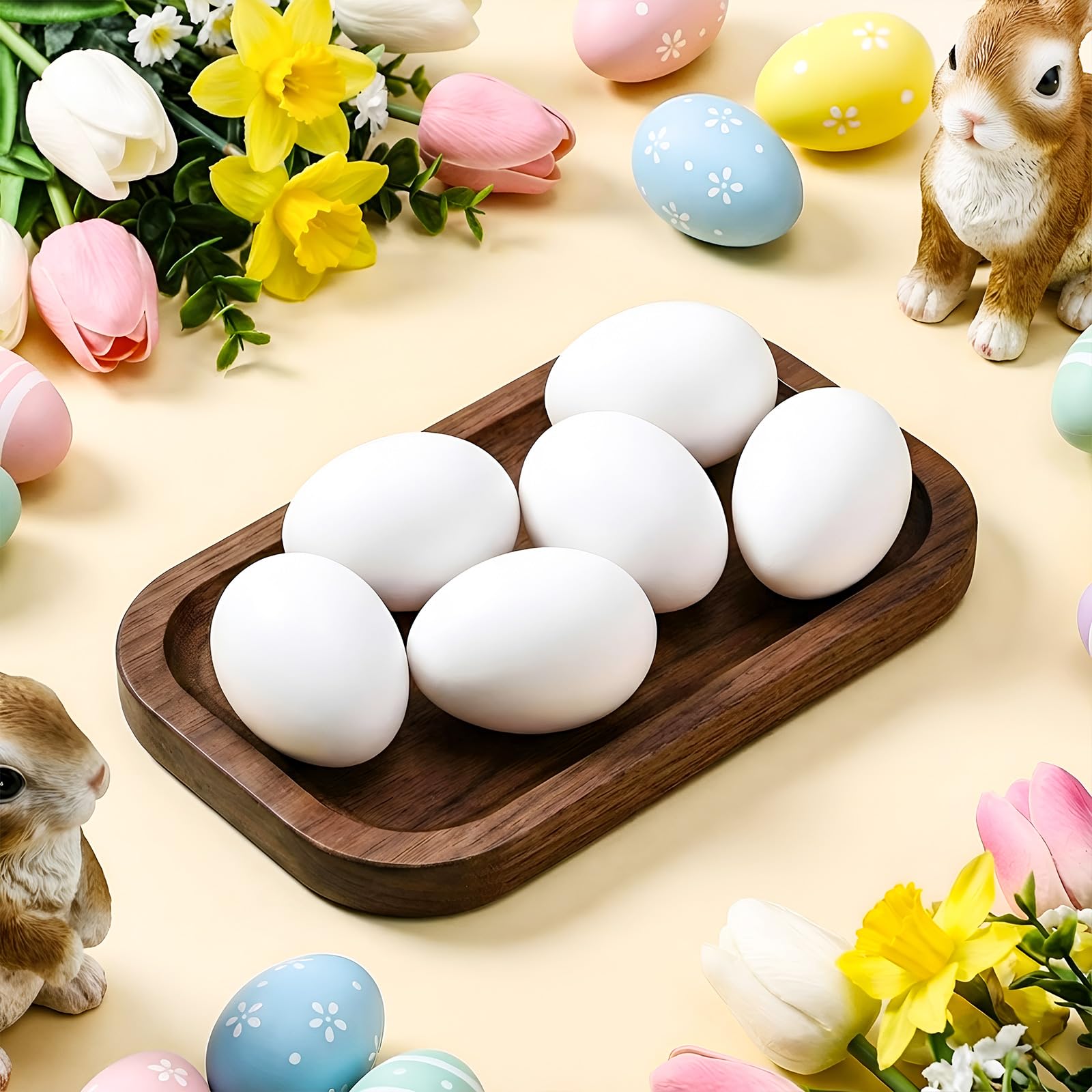 Halloscume 6 Pcs Ceramic Chicken Nesting Eggs Easter Fake Chicken Eggs for Nesting Boxes Realistic Crafts for Hens to Lay Easter Home Decor Kitchen (White)