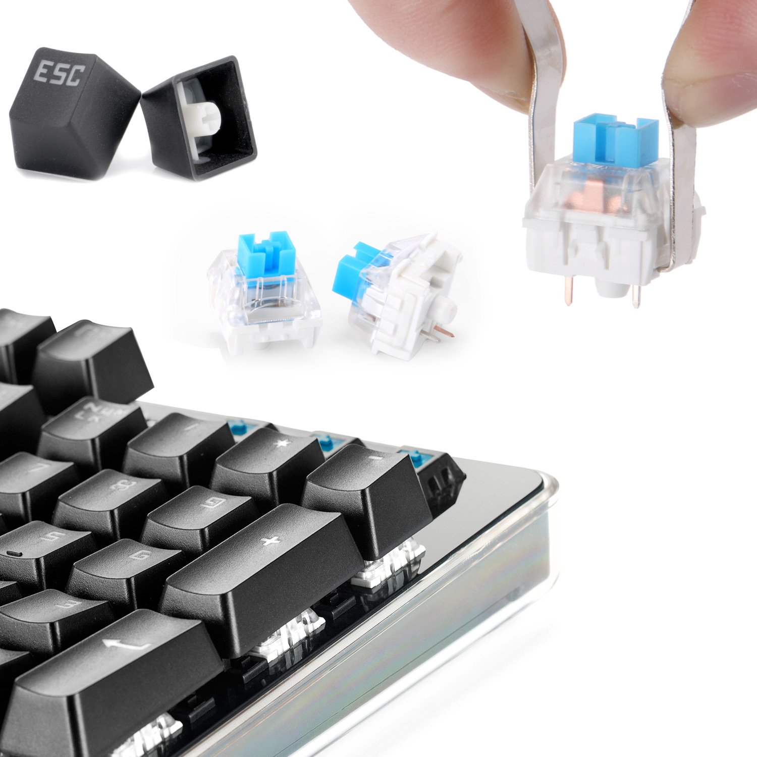 Combaterwing Teclado Gaming Mecánico con Cable de 104 Teclas con Retroiluminación RGB y Switches Blue(Negro)