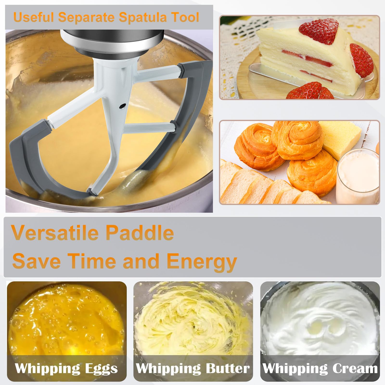 Flex Edge Beater for KitchenAid 6 Quart Bowl-Lift Mixer, 6 QT Silicone Edged Paddle Attachment