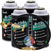 ZeroR AC Recharge Kit R134a Replacement &ndash; Eco-Friendly Refrigerant Gas with 24-Inch Charging Hose Tool for SSV Cans, 4-Cans
