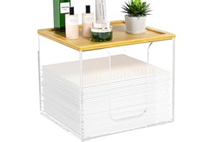 VITVITI Disposable Face Towel Holder Box, Acrylic Facial Towel Container for XL Clean Skin Club, Large Disposable Face Towels Storage with Bamboo Lid, for Bathroom, Vanity Makeup, Clear