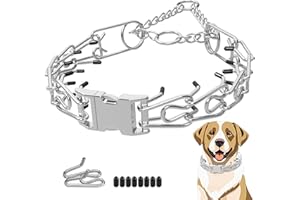 Toptakeit Pinch Prong Collar for Large Medium Small Dogs, Stainless Steel Choke Collar for Dogs with Qucik Release Buckle