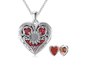SOULMEET Sunflower Heart Opal/Abalone/Pearl Shell/Malachite Locket Necklace That Holds Pictures Photo You are My Sunshine Per