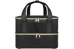 BOCZIF Nail Polish Carrying Case, Double-Layer Nail Polish Storage Bag- Fits Nail Dryer Lamp and 40 Bottles(15ml/0.5 fl.oz), Nail Polish Organizer bag with Adjustable Dividers for Manicure Set