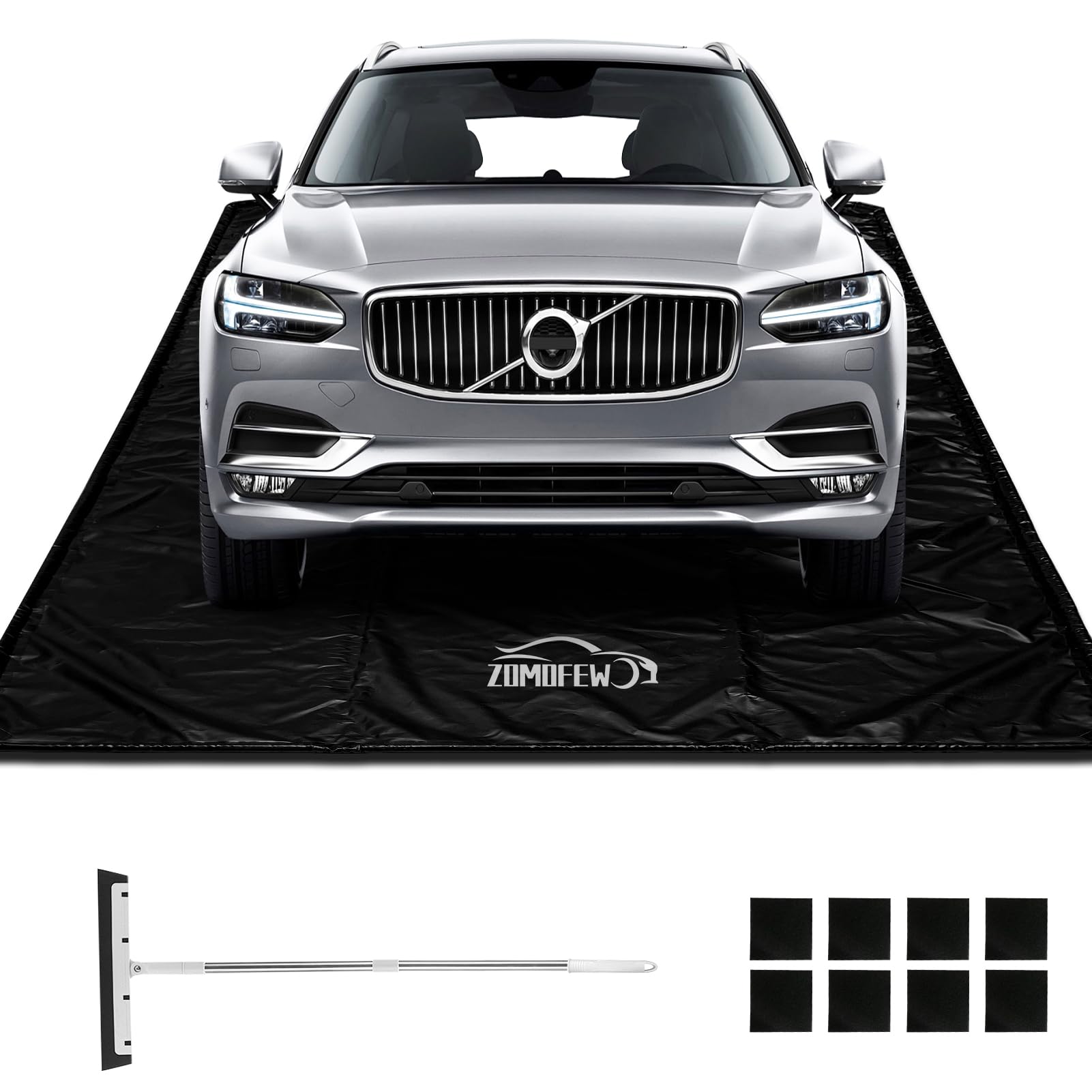 Photo 1 of ZOMOFEW Containment Mat, Non-Slip Garage Floor Mat, Heavy Duty Waterproof Garage Car Mat for Snow Ice Water and Mud with Squeegee(7'9" x 18')