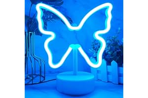 VIFULIN Led Butterfly Lights Ice Blue Neon Sign, Table USB/Battery Powered Neon Lamp for Girls Room Decor, Christmas Desk Decorations