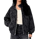 Bakyarder Unisex Vintage Dyed PU Leather Jacket Stand Collar Oversized Moto Coat Zip Up Outerwear for Fall Winter Streetwear