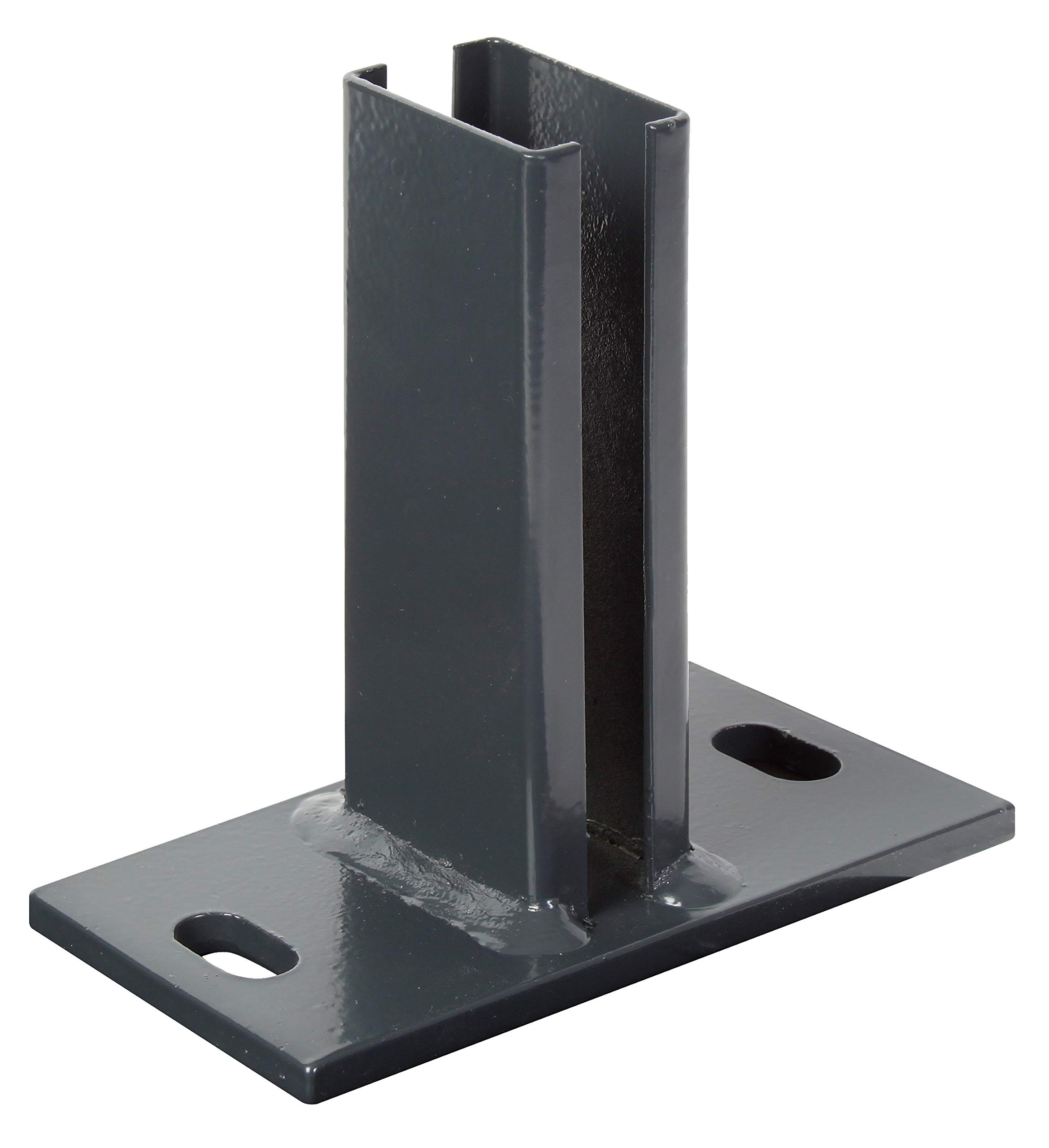 Alberts 686987 Post Holder for Fence Posts for Double Rod Panels | Screw-On | Hot-Dip Galvanised Anthracite Plastic-Coated RAL 7016 | Plate 150 x 80 mm | for Posts 60 x 40 mm
