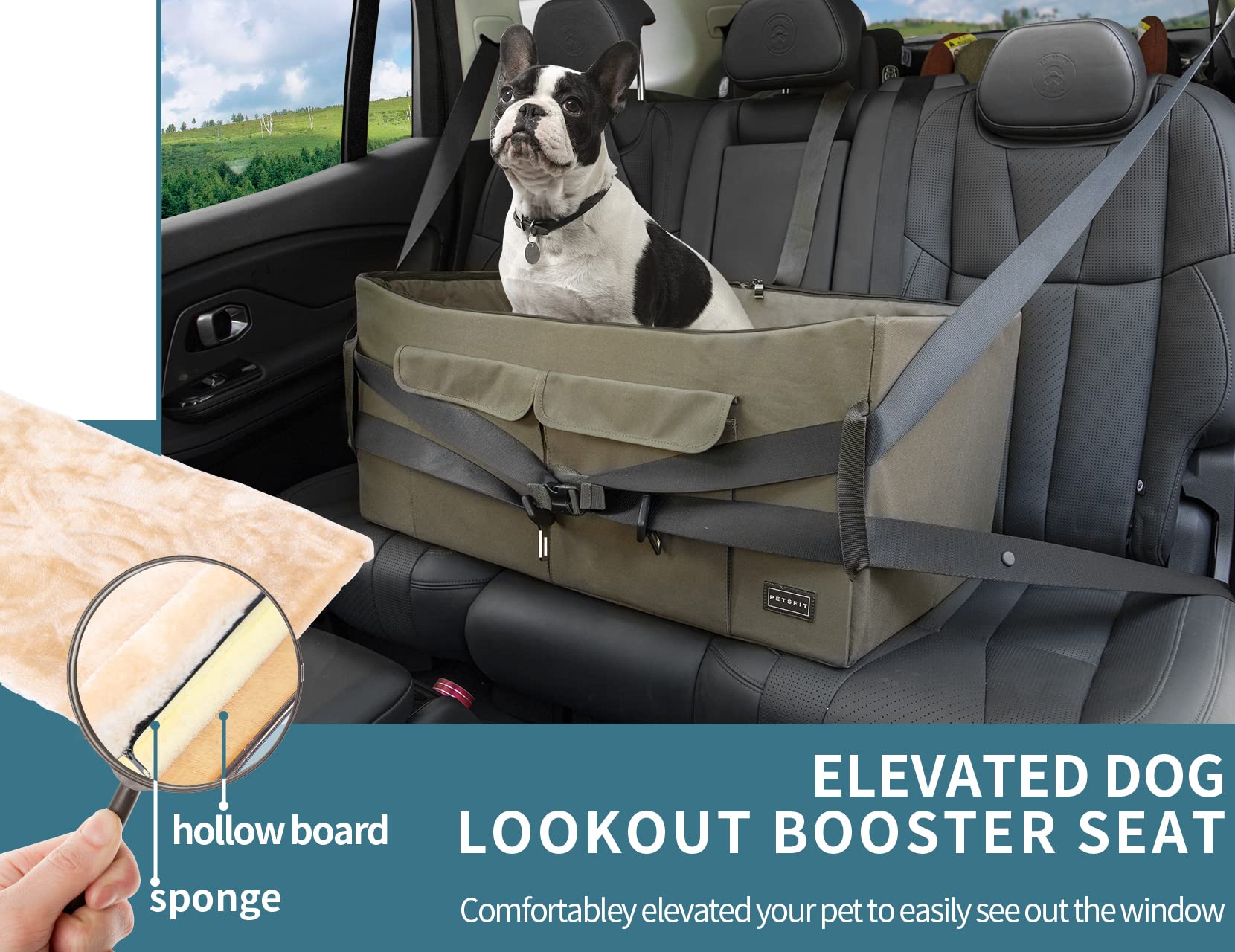 Petsfit Dog Booster Seat For 2 Small Dogs or Medium Dog up to 45 lb