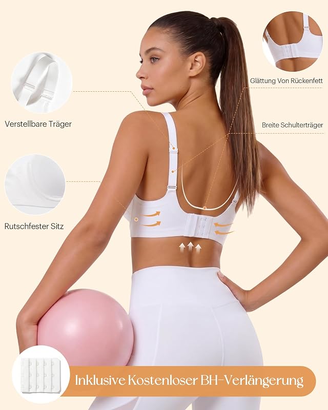 BH Damen ohne Bügel Große Größen V-Ausschnitt Komfort Weiß 3XL