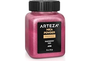 Arteza Mica Powder for Epoxy Resin, Raspberry Red A728, 2 oz Bottle, Art Supplies for Candle Making & DIY Crafts