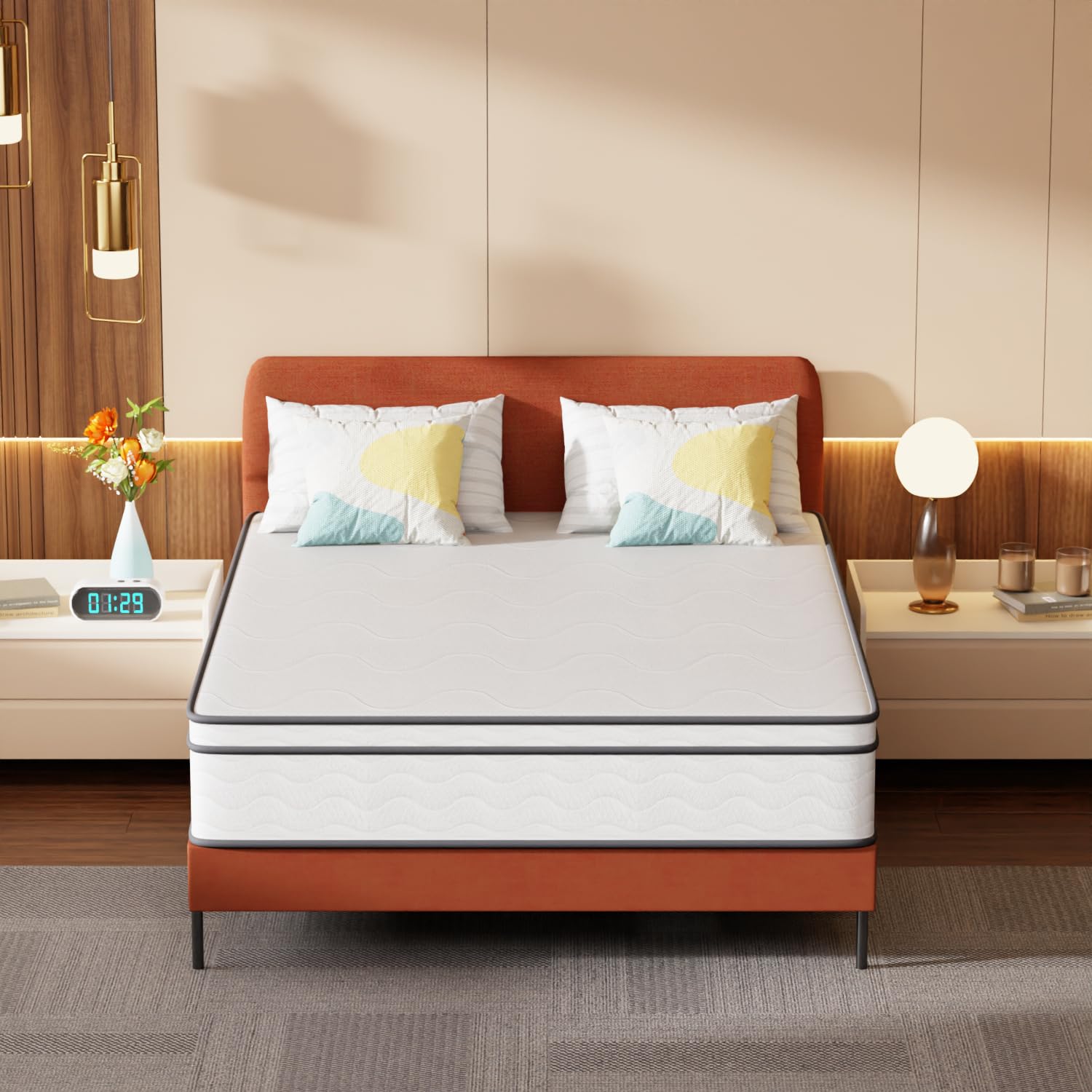 Photo 1 of PayLessHere | 12 Inch Queen Mattress | Medium Firm Hybrid Mattress | White | with High-Density Foam and Breathable Cover | Pocket Spring Design, Pressure Relief | Bed in a Box, CertiPUR-US Certified
