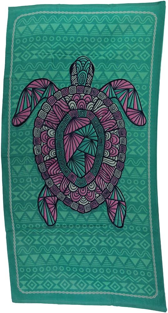 Island Gear Turtley Awesome Sea Green and Pink Tribal Turtle Beach Towel