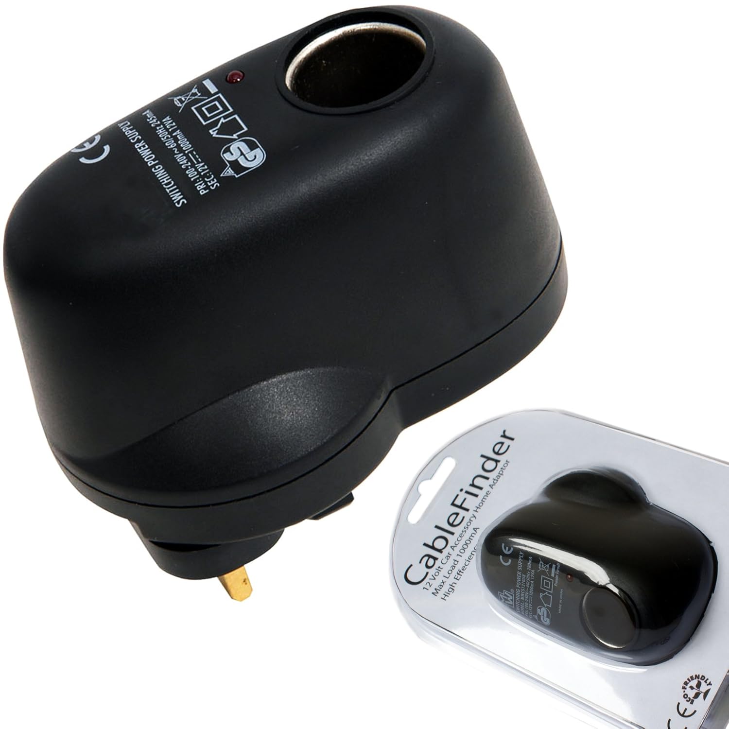 Mains to Cigarette Lighter 12V AC/DC 1 Amp Charger Adapter Socket Power PSU Loops Amazon