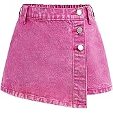Floerns Girl's Y2k High Waist Denim Skorts Button Up Asymmetrical Hem Skirt Shorts