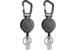 YAKESD 2 Pack Heavy Duty Retractable Badge Holder Reel, ID Badge Holder with 27.5 Inches Steel Wire Rope, Keychains with Cara