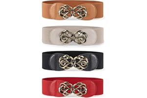 JASGOOD Women Stretchy Belts for Dresses Vintage Elastic Wide Waist Belts, Christmas Dress Belt