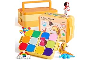JAR MELO Air Dry Clay for Kids, 24 Colors Modeling Clay Kit with Storage Box & Sculpting Tools, Magic Molding Clay for Boys & Girls Crafts Gift, Age 6-12 Year Olds