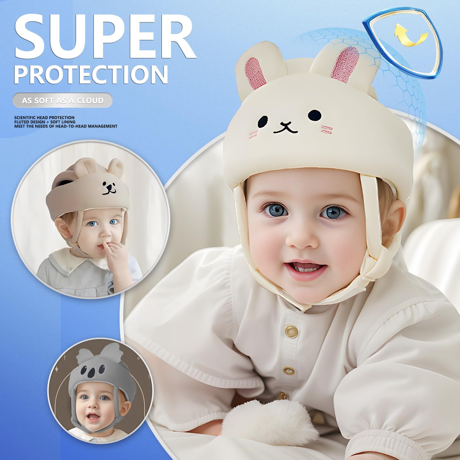 Baby Helmet for Crawling Walking - Adjustable Head Protector with 360° Safety Protection + Breathable Comfort for Learning to Walk