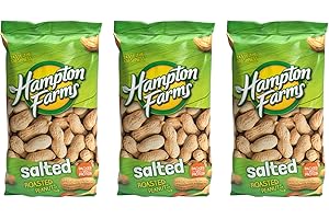 Hampton Farms - USA Grown All-Natural - Fancy Roasted In-Shell Salted Peanuts - 10 oz. Bags - 3 Pack