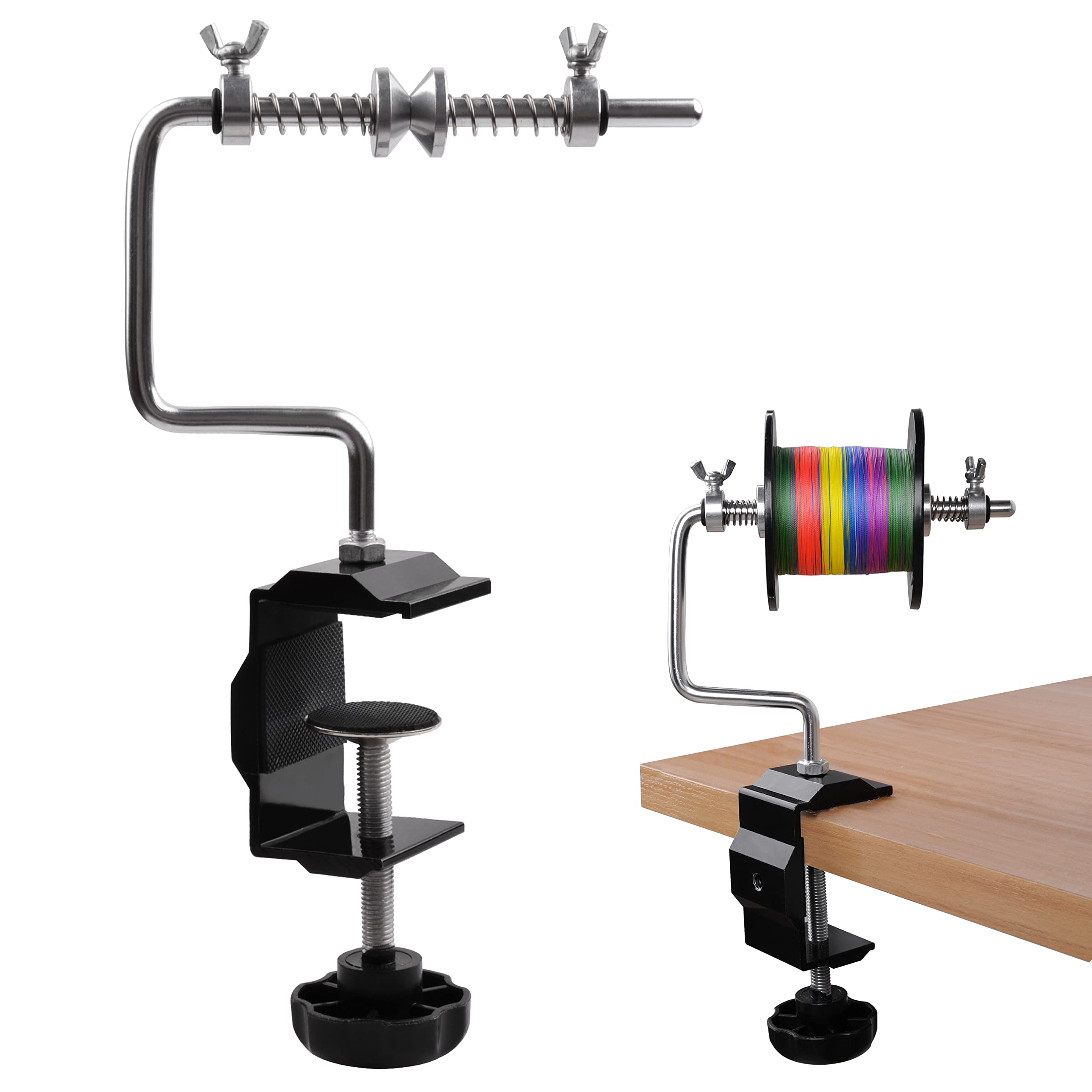 Fishing Line Spooler Aluminum Line Winder with Clamp-Adjustable Portable Winder Reel Spool System Machine Multifunction Spooler Fishing Accessories