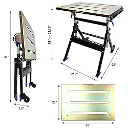 Olympia Tools Adjustable Welding Table with Wheels