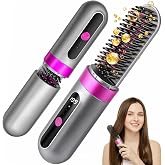 Cordless Hair Straightener, Portable Travel Ionic Hair Straightening Brush | 3 Temp Settings, MCH Ceramic Fast Heating for Smooth Hair, Rechargeable Battery, Anti-Scald, Hot Comb for On-the-Go Touch-Ups