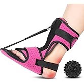 Plantar Fasciitis Night Splint with Massage Ball for Plantar Fasciitis Relief, Comfortable Plantar Fasciitis Brace for Achilles Tendonitis Heal Spur Foot-drop Flat-arch, Free Size for Men and Women - Pink