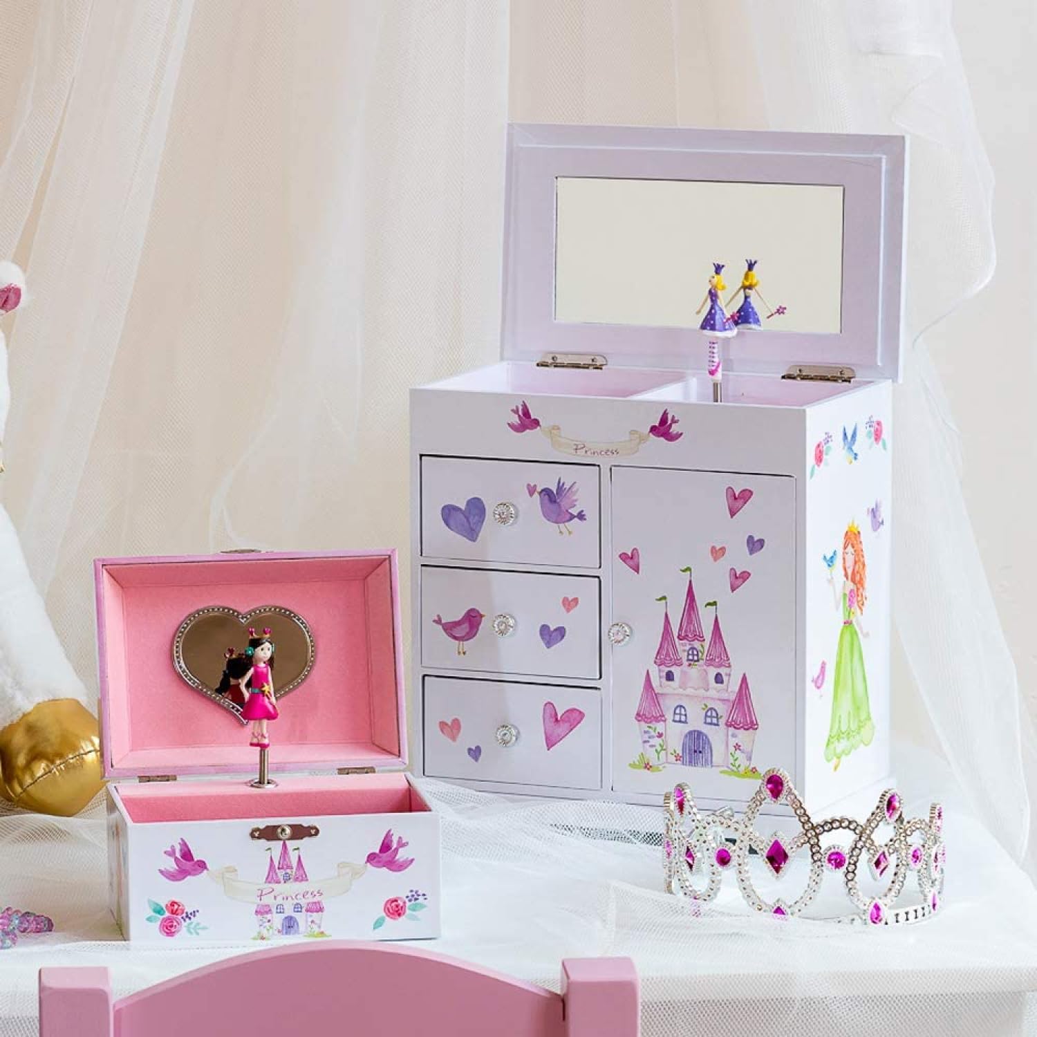Jewelkeeper Jewelkeeper Jewelry Box for Girls with 3 Drawers - Musical Princess Jewelry Box with Spinning Doll and Dance of the Sugar Plum Fairy Tune - Appreciated Gifts for Kids - 9.5 x 7.75 x 9.5 Inches