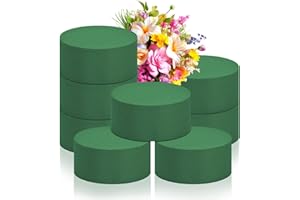 WHISTENFLA 6Pcs 3.8" Round Floral Foam Blocks, Green Wet Dry Flower Foam for Fresh and Artificial Flowers, Wedding, DIY Craft, Party Decoration, Flower Arrangements (3.8" X 1.5")
