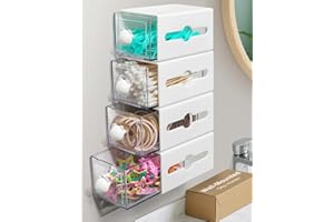 MKOSAB Qtip Holder for Bathroom Wall Organizer – Bathroom Decor, Dorm Room Essential, Small Q-tip Dispenser for Cotton Swabs, Balls, Pads, Floss Picks – Office Storage, Vanity Makeup Organizer (4 Pcs)