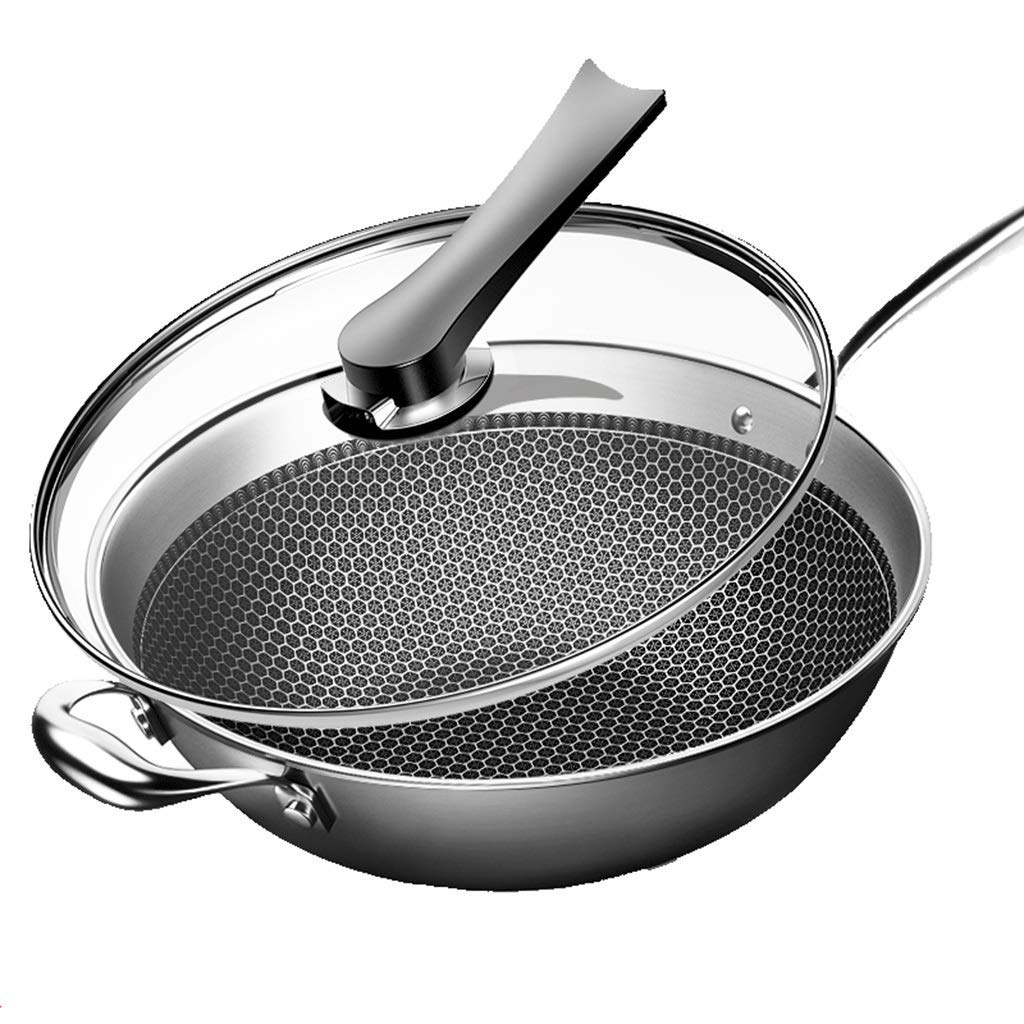 ZXYY Non-Stick Stainless Steel Smoke Free Wok Wok Domestic German Induction Cooker (Color: B)