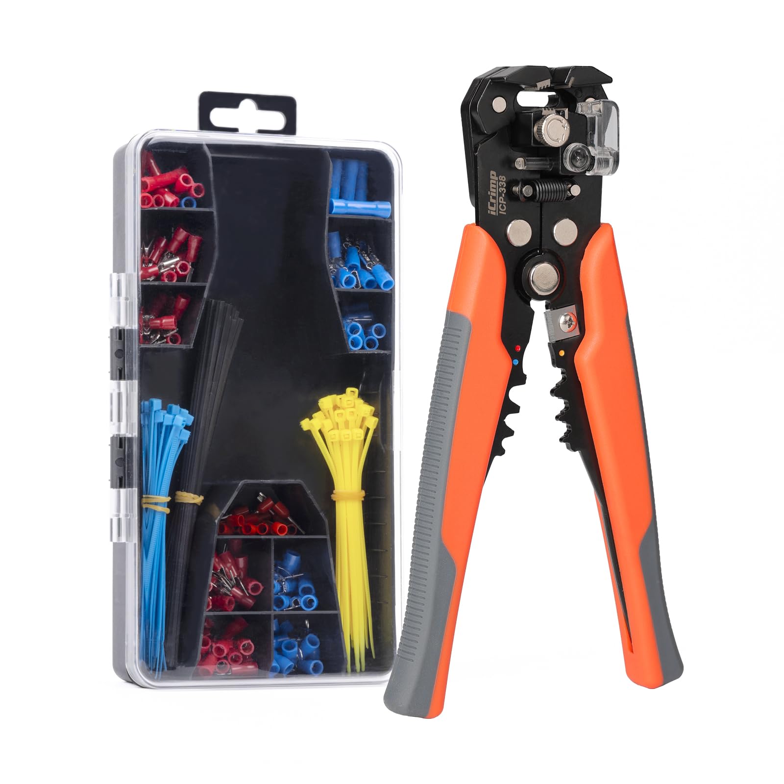 iCrimp 260PCS 3-in-1 Wire Stripper Cutter Crimper Tool Kit Adjustable for 0.5-6mm² Wires with Insulated Ferrules, Terminals, and Cable Ties – All-in-One Electrical Wire Tool Set