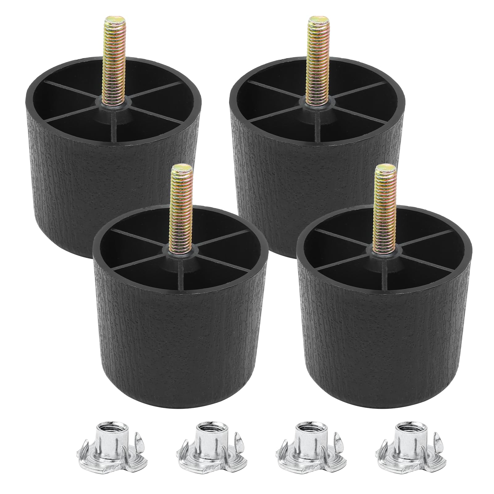 Photo 1 of Luomorgo 4 Pcs 2 Inch Plastic Table Legs, Black Tapered Furniture Legs, Round Sofa Replacement Legs M8 Threaded with T-Nuts, Heavy Duty Furniture Legs for Couch, Cabinets, Dressers, Chair